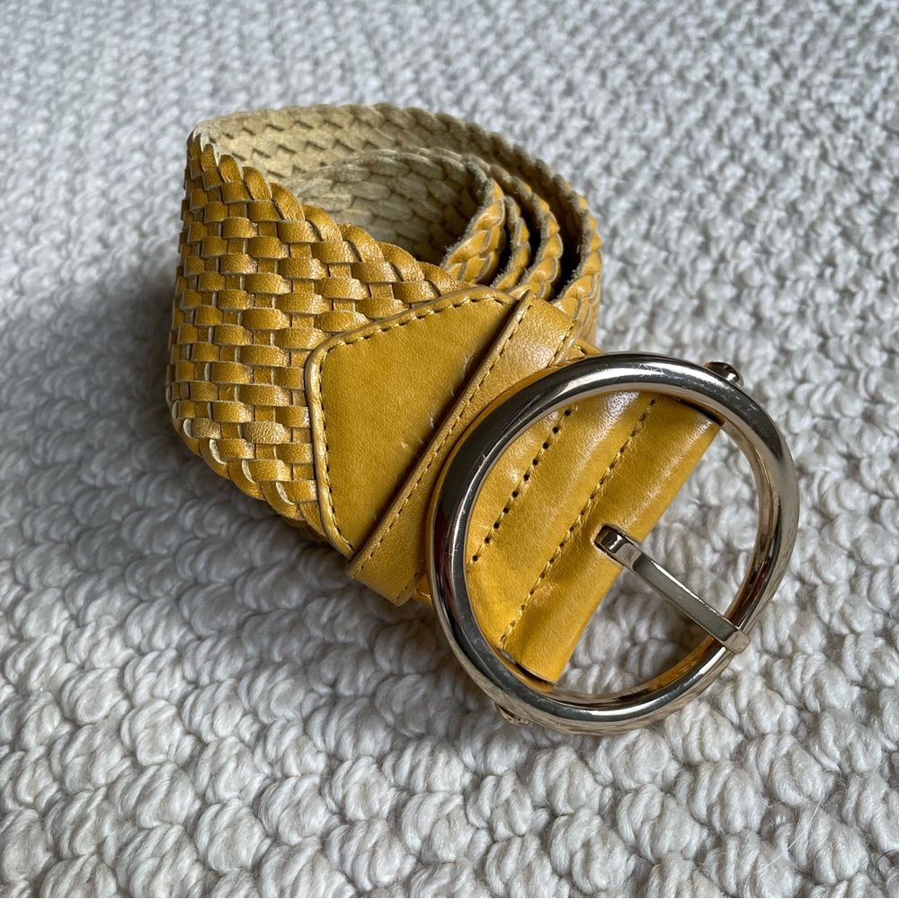 Cole Haan yellow woven leather belt